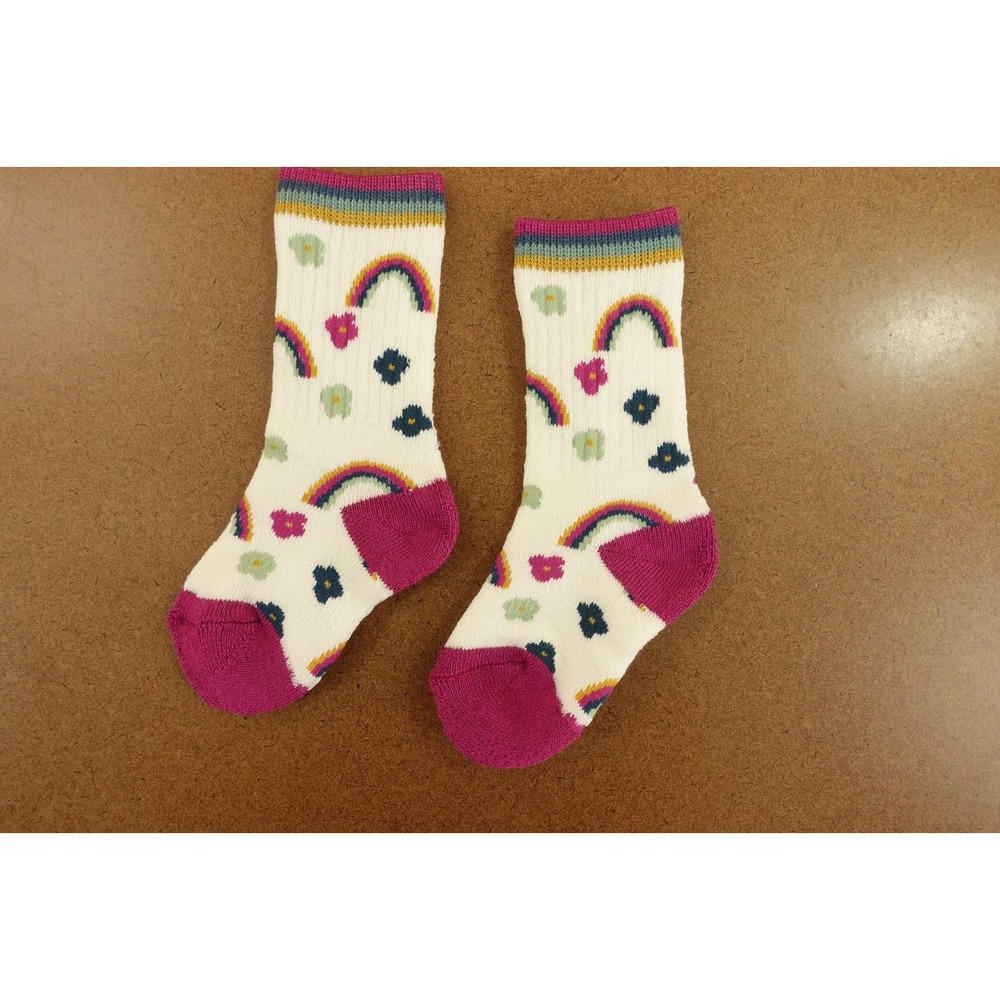 Lands End Girls Size Small Rainbow Thermaskin Heat Winter Boot Socks 1 Pair New